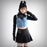 ロングスリーブ指穴タートルリブカットソートップス