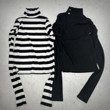 ロングスリーブ指穴タートルリブカットソートップス