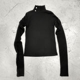 ロングスリーブ指穴タートルリブカットソートップス