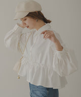 ペプラムギャザーフリルブラウス