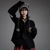 2Wayスリーブネクタイ付オーバーブラウス