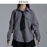 2Wayスリーブネクタイ付オーバーブラウス