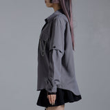 2Wayスリーブネクタイ付オーバーブラウス