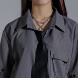 2Wayスリーブネクタイ付オーバーブラウス