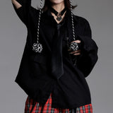 2Wayスリーブネクタイ付オーバーブラウス