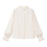 選べる衿レースパフスリブラウス