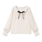 選べる衿レースパフスリブラウス