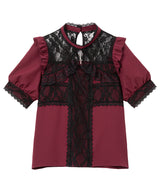 十字架レースフリルハートチャームブラウス