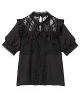 十字架レースフリルハートチャームブラウス