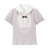 襟付きリボンヨークカットトップス