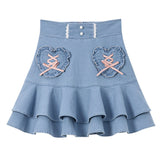 レースアップハートポケットティアードスカート