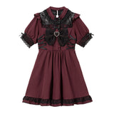 ハートビジューリボンヨークフリルサイドレースアップワンピース