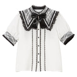 十字架リボンセーラーレース襟ブラウス