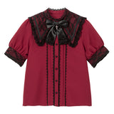 十字架リボンセーラーレース襟ブラウス