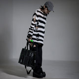 ネオンアクセントスクエアトートバッグ(ショルダーベルト付)