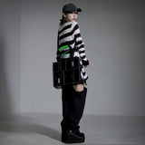 ネオンアクセントスクエアトートバッグ(ショルダーベルト付)