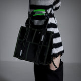 ネオンアクセントスクエアトートバッグ(ショルダーベルト付)