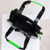 ネオンアクセントスクエアトートバッグ(ショルダーベルト付)