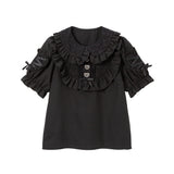 袖ハートレースヨークブラウス