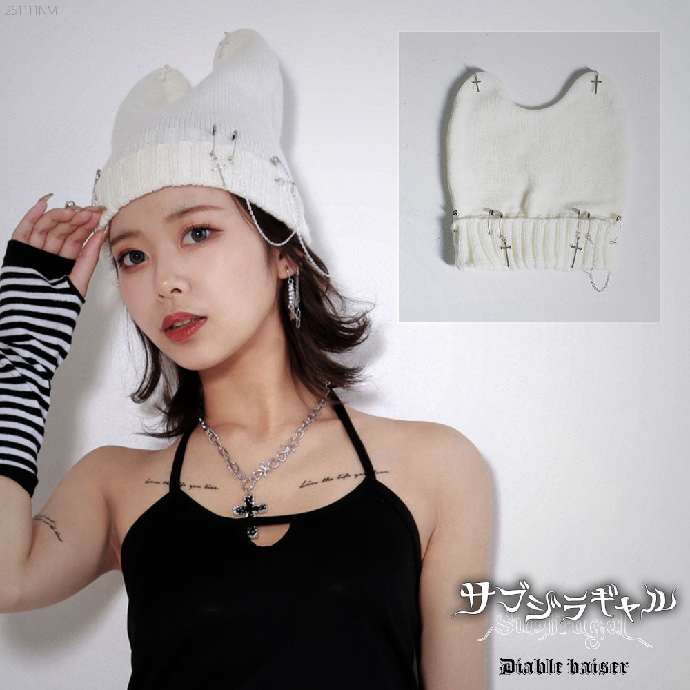十字架チェーン猫耳ニット帽 – レディースファッション通販の夢展望