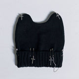 十字架チェーン猫耳ニット帽