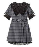 【新春セール】ハートベルト角襟レースアップワンピース