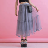 チュールティアードスカート