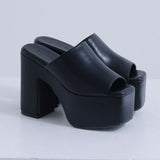 厚底バルキーミュールサンダル