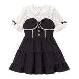 丸襟ビスチェティアードワンピース