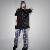 チャイナカラードラゴン柄配色半袖シャツ