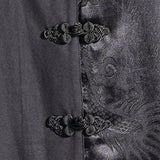 チャイナカラードラゴン柄配色半袖シャツ