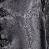 チャイナカラードラゴン柄配色半袖シャツ