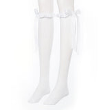 【メール便】ホールリボンフリルレースハイソックス