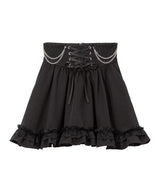チェーンレースアップクモレースフリルスカート
