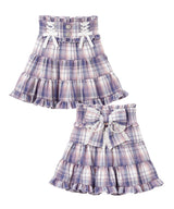 レースアップリボンパールティアードスカート