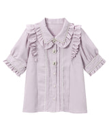 パール襟ビジューフリルブラウス