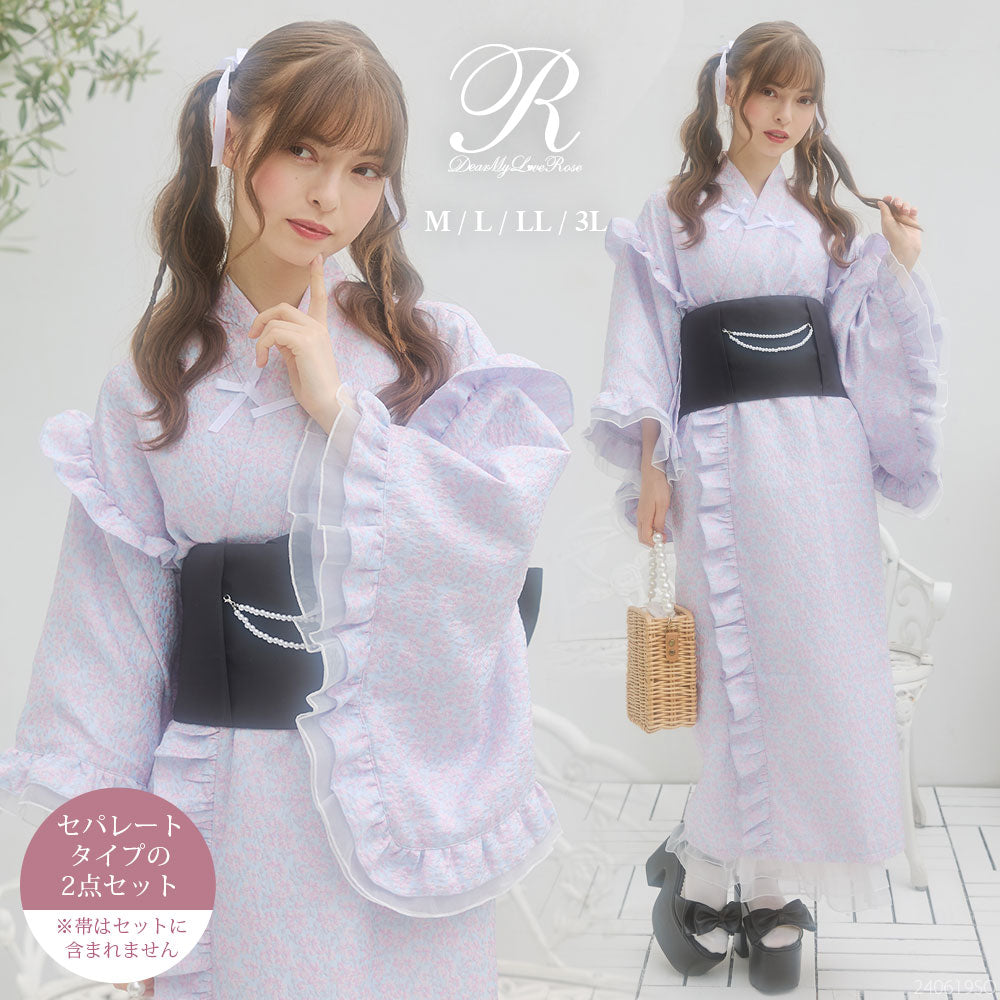 夢展望　ダブルリボンフリルティアード浴衣　DearMyLove ダブルリボンフリルティアード浴衣 – レディースファッション