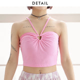 【メール便】ハート開きホルターアメスリクロップド丈カットソートップス