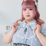 レースフリルたっぷり上品ボウタイリボンブラウス