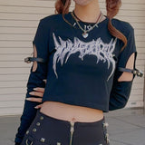 袖開きベルトデザインクロップド丈カットソートップス