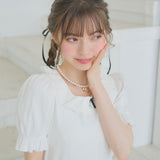 リボンチャームパールネックレス