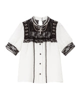 【新春セール】十字架チェーンチョーカーレースブラウス