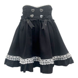 【新春セール】ハートリボンビジューフリルスカート