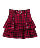 チェックハートベルトスカート