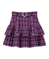 チェックハートベルトスカート