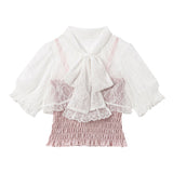 【まとめ買い対象】レースボレロsetシャーリングトップス