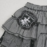 ドクロモチーフピン付蜘蛛の巣チュールギンガムチェックスカート