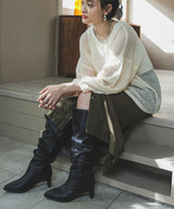 【最上もが着用】くしゅくしゅルーズロングブーツ