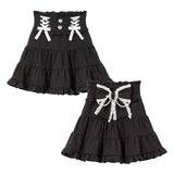 レースアップリボンパールティアードスカート