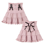レースアップリボンパールティアードスカート